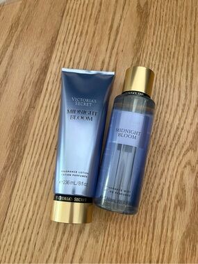 Victoria's Secret Midnight Bloom Fragrance Mist & Lotion - Blue and Gold